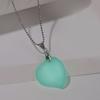 Novel Natural Stone Green Luminous Pendant Temperament Irregular Loves Heart Stone Crystal Necklace Gift Trend Jewelry
