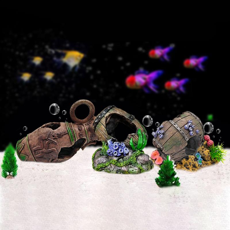 Fish Tank House Shrimp Cave Aquarium Hide Resin Fish Tank Cave Aquarium Cave Wine Barrel Shrimp Hide Fish Hide Landscape Fish