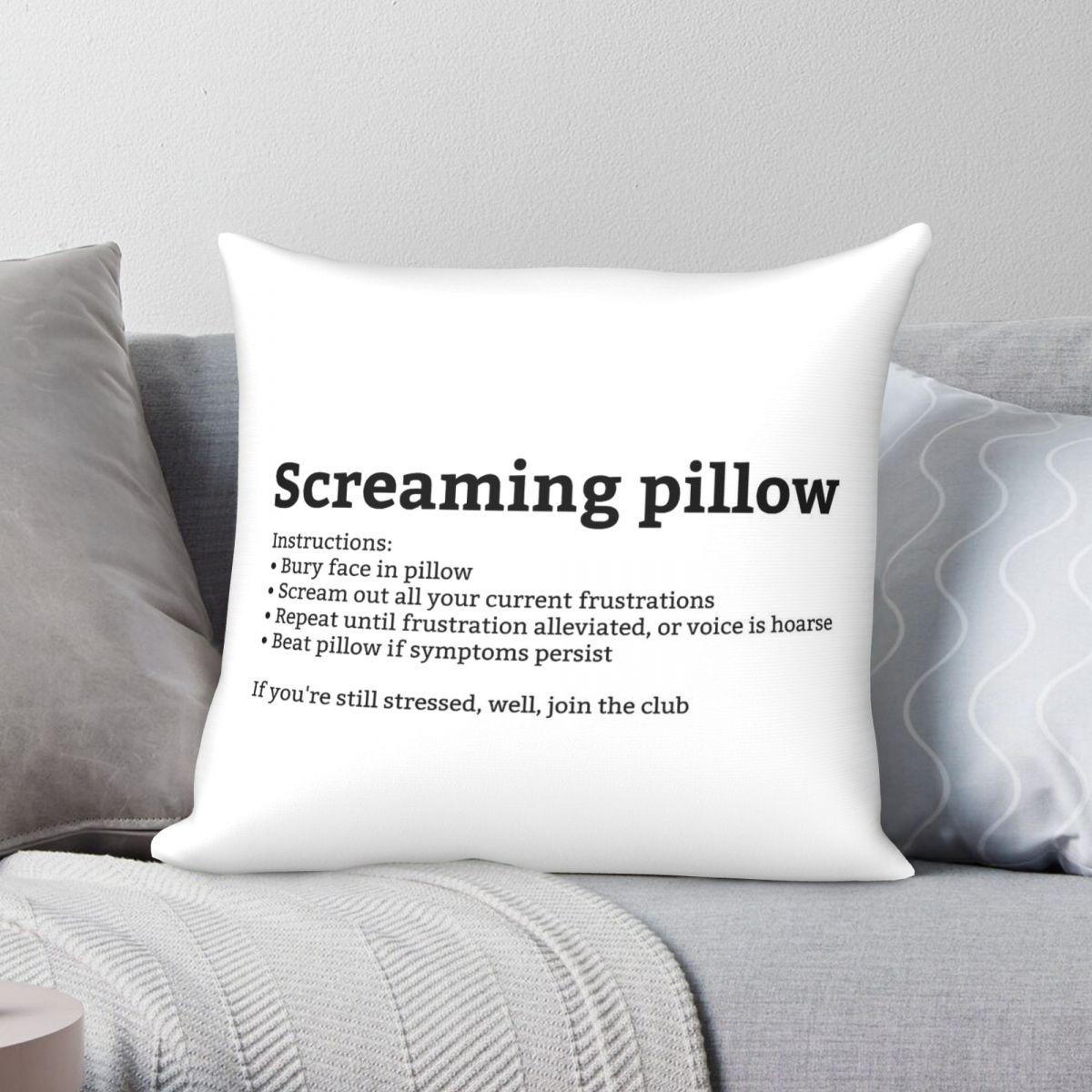 Exquisite Ornaments Unisex Screaming Stress Relief Square Pillowcase Polyester Linen Velvet Creative Zip Decor Bed Cushion Cover 45X45