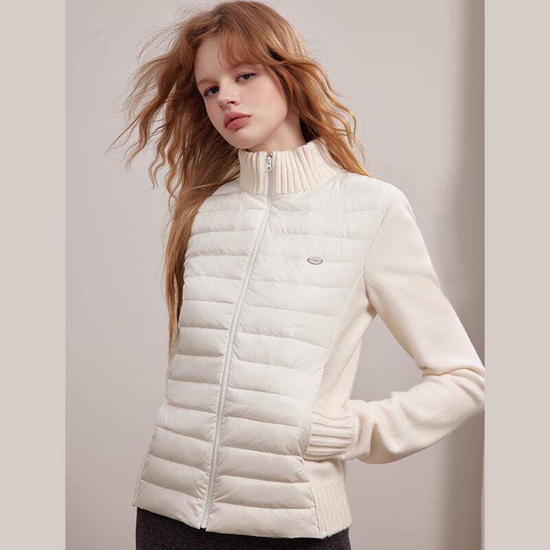 UNIFREE Women's Knitted Panel Mock Neck Down Jacket