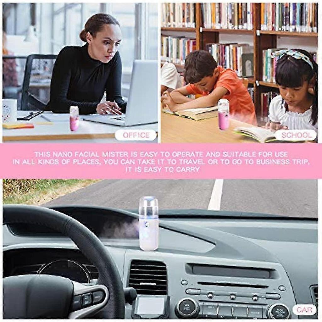 2 Pieces Nano Facial Mister 30ml Portable Mini Face Mist Handy Steamer USB Mist Hand Eyelash Extensions Atomization Machine for Facial Hydrating 25-26