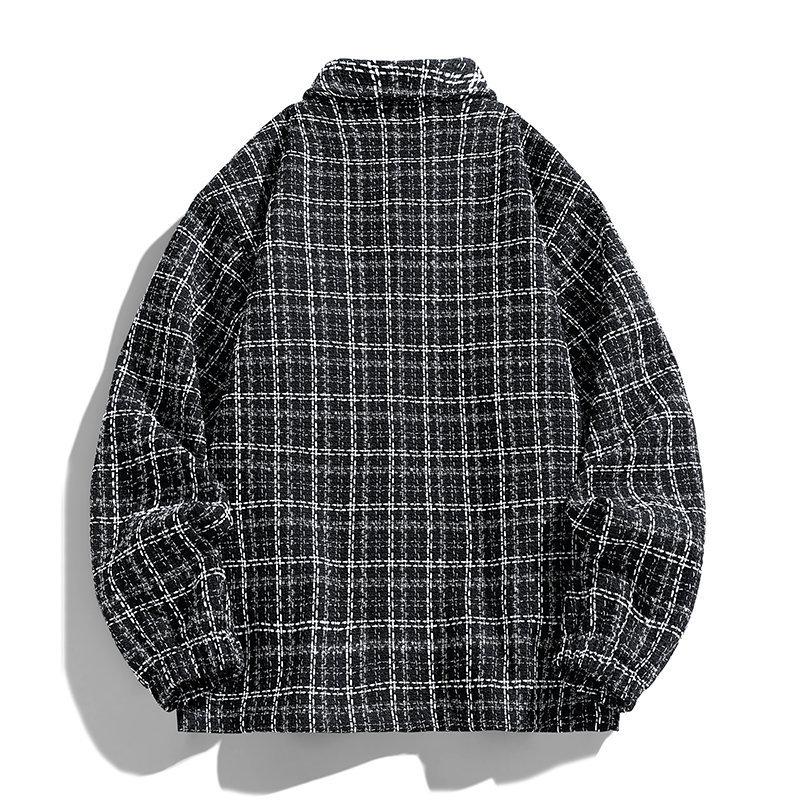Retro Small Fragrance Style Jacket Men's Versatile Shirt Loose Trendy Plaid Wool Shirt