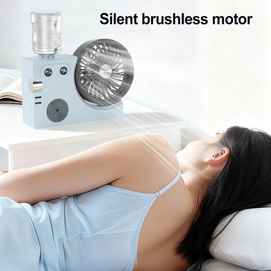 Portable Mist Table Fan Ultra-Quiet Operation Desk Fan with Cooling Mist Spray USB Rechargeable Desk Fan for Office Home Travel Bedroom