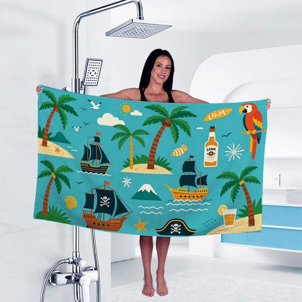 coconut Print Towel Sport Quick-Drying Super Absorbent Camping Towel Super Soft Lightweight Gym Swimming Yoga Beach Towel
