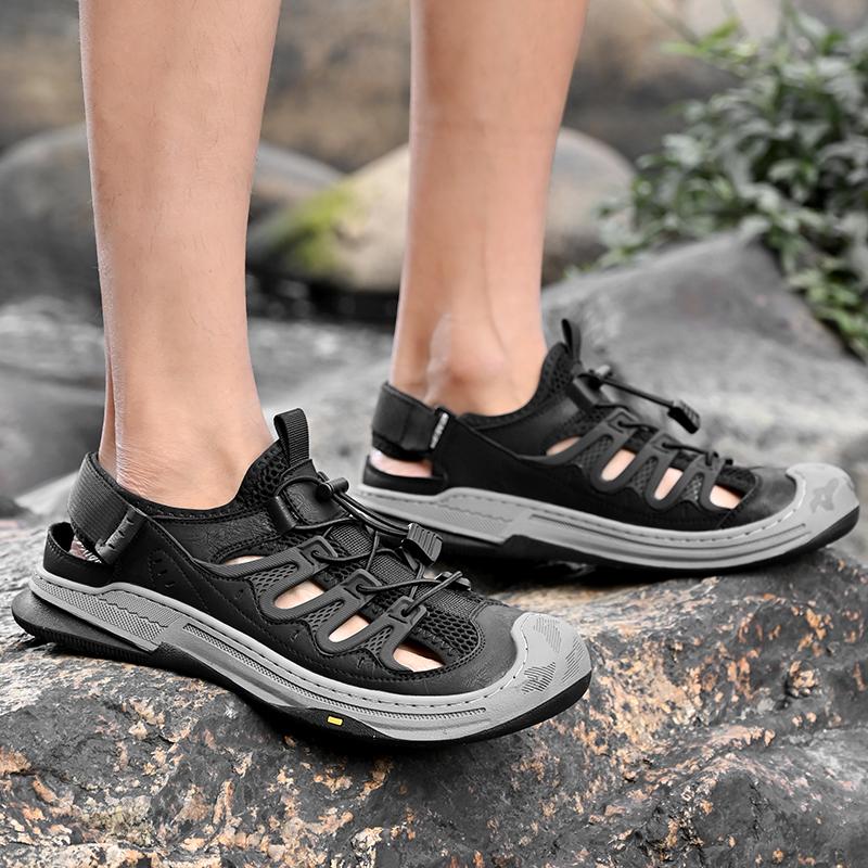 

Мужская обувь для активного отдыха, нескользящая мужская походная обувь, легкие удобные повседневные сандалии, летние большие дышащие водонепроницаемые туфли 38 чёрный