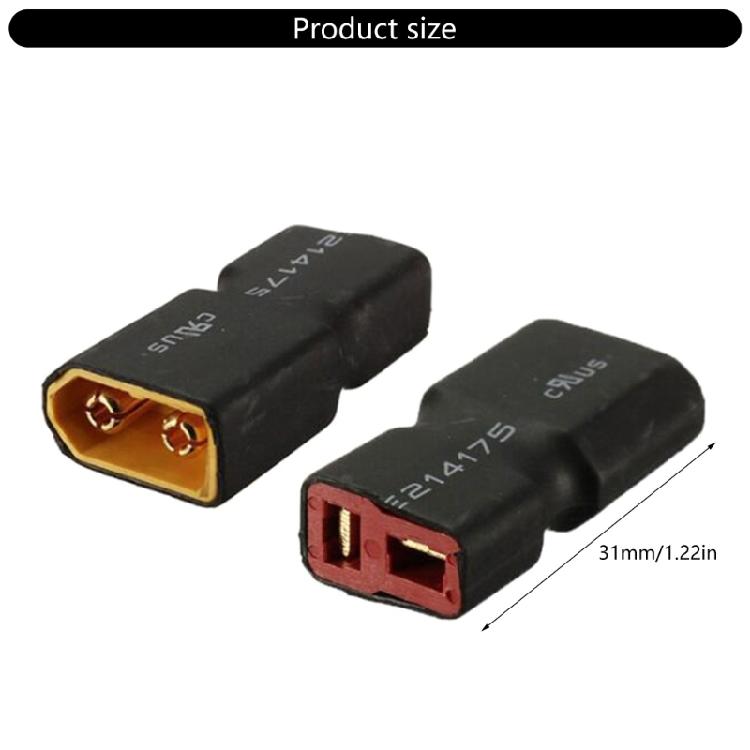 T Plug To XT60 Adapter For Remote Models Quick Connection High Current Durability Rubber Metal Construction