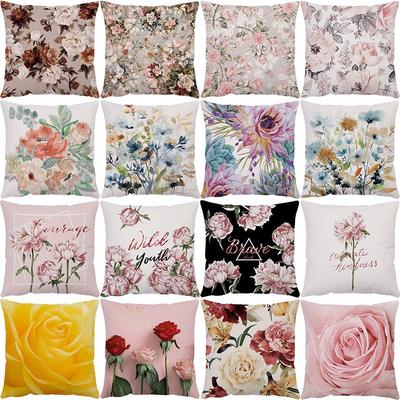 Luxury Home Decor Pillowcase Office Sofa Car Cushion Cover Rose Flower Print