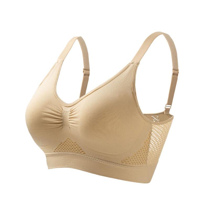 Plus Size Wireless Breathable Seamless Mesh Sports Yoga Bra For Women
