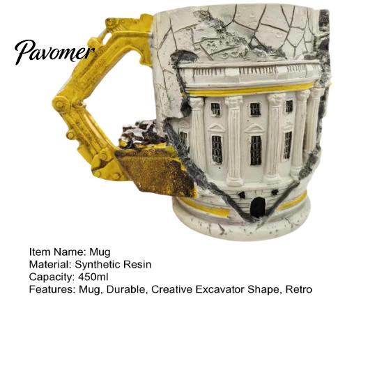 Excavator Mug for Coffee Creative Shape Mug, with Ergonomic Handle, Resin Retro Texture Drinkware, Novelty Birthday Gift Him 450ml Capacity,