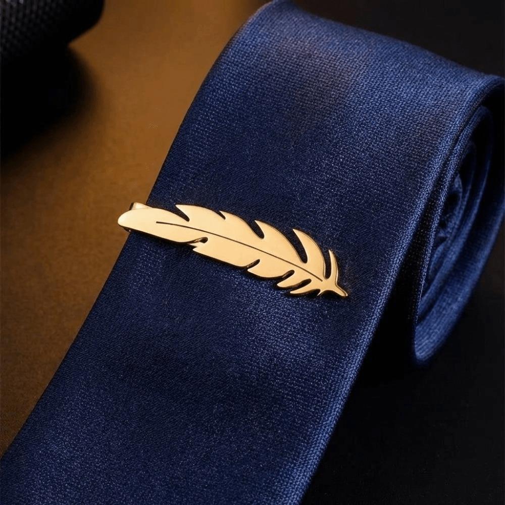 Simple Leaves Tie Clip Elegant Necktie Buckle Fashion Feather Tie Pin Suit Accessories