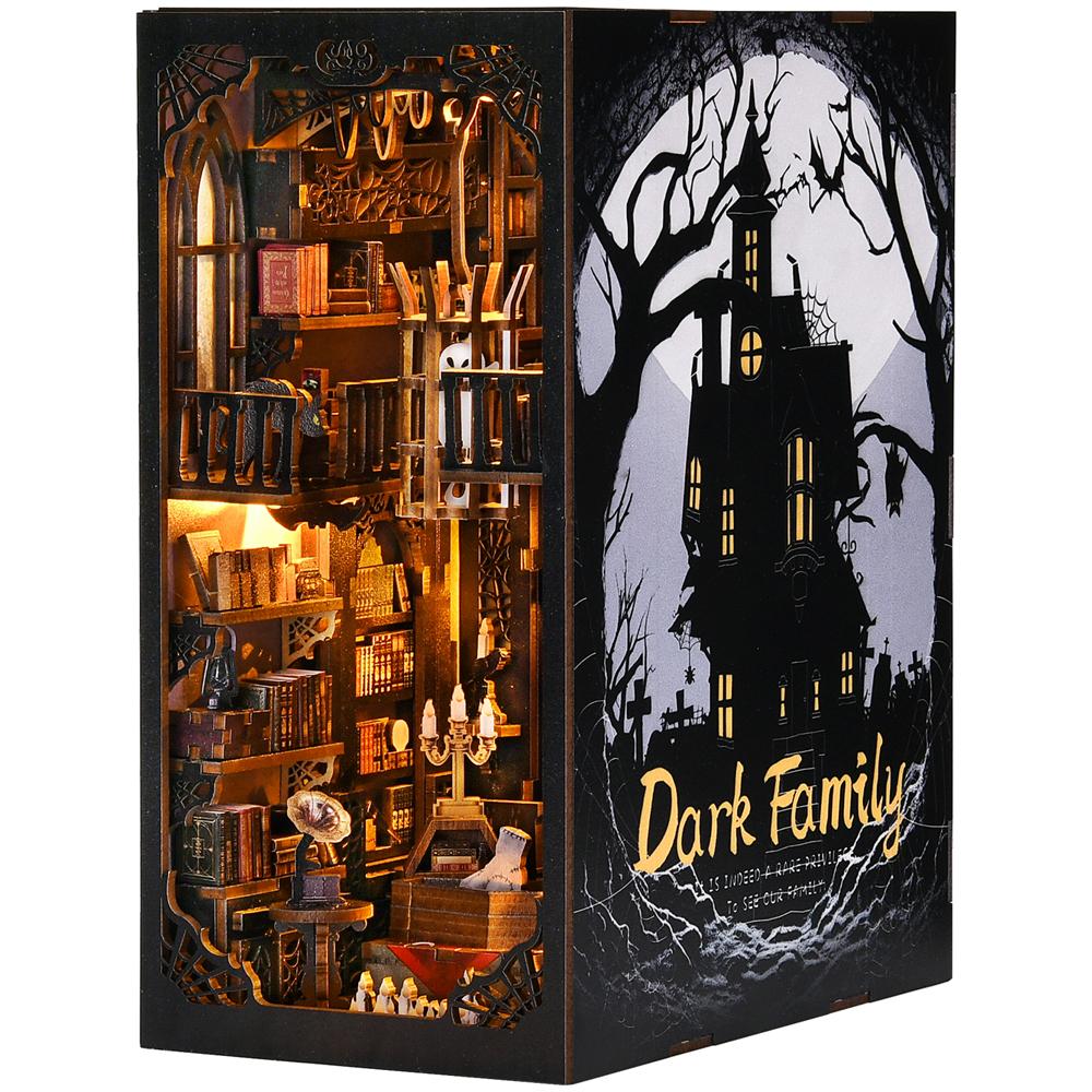 

Book Nook Kit The Dark Family 3D Wooden Puzzle DIY Gothic style Home Decoration For Bookshelf Miniature Insert Magic Book