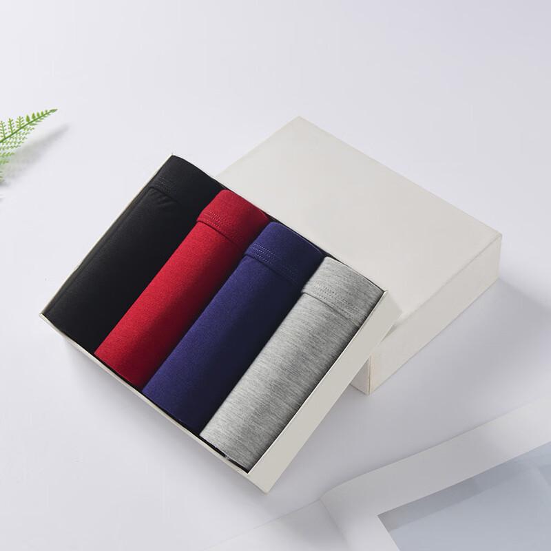 Caizhiyan Men s Modal Solid High-Elastic Boxer Briefs (4-Pack) 6XL