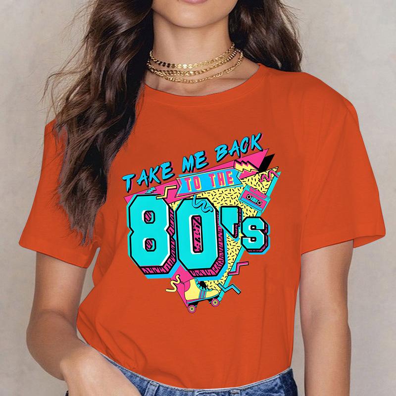 Take ME BACK TO THE 90'S Fun Letter Printed Casual Loose Round Neck Cotton Short Sleeved Top T-Shirts Women’s