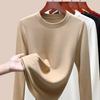Silk Warm Fleece Heating and Thermal Underwear Women's Inner Fleece Autumn Clothes Single-piece Top Wool Bottoming Shirt Winter