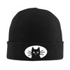 Black Cat Face Warm Knitted Cap Hip Hop Bonnet Hat Autumn Winter Outdoor Beanies Hats for Unisex Women Adult
