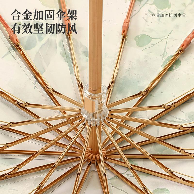 Parapluie 16 Baleines Grand Parapluie Pliant Parapluie Pare-soleil Parapluie Pare-soleil Anti-UV Colle Couleur Parapluie de Soleil