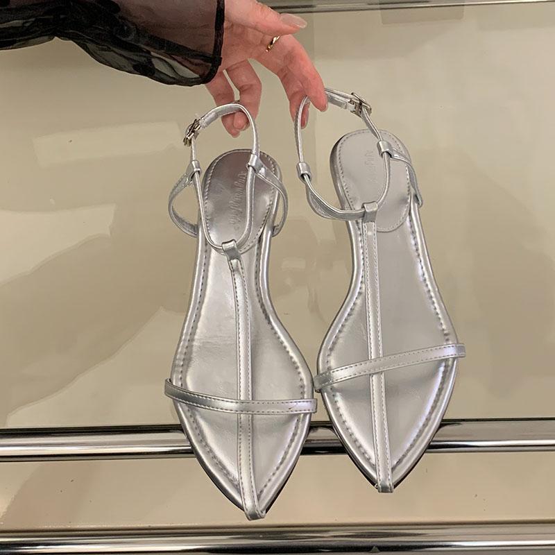 Fashion Low Heel Footwear Elegant Women Wedges Sandals Shoes Female 2025 New Summer Beach Fashion T-Strap Ladies Heeled Sandals Shoes