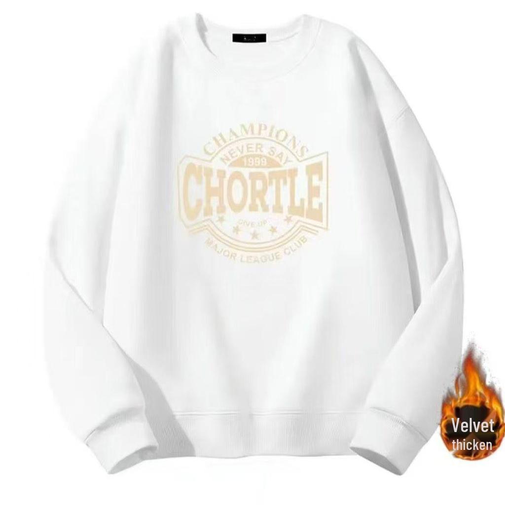 Herren Trendiges Fleece-gefüttertes Sweatshirt - Herbst/Winter 2025 Lockerer Pullover mit Rundhalsausschnitt und langen Ärmeln