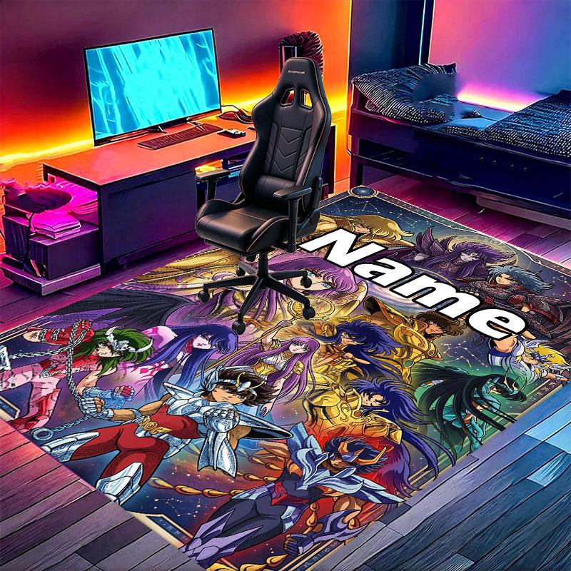 Custom Name Personalized Saint Seiya Print Carpet, Versatile Home Decor Rug, for Playroom, Apartment, Balcony, Entryway, Hallway Gift