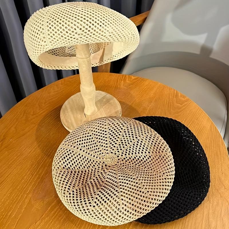 Cappello Zucca Traforato Traspirante Primavera Estate, Berretto a Cupola Retrò, Cappello da Pittore Leggero alla Moda, Copricapo Casual Quotidiano per Donne
