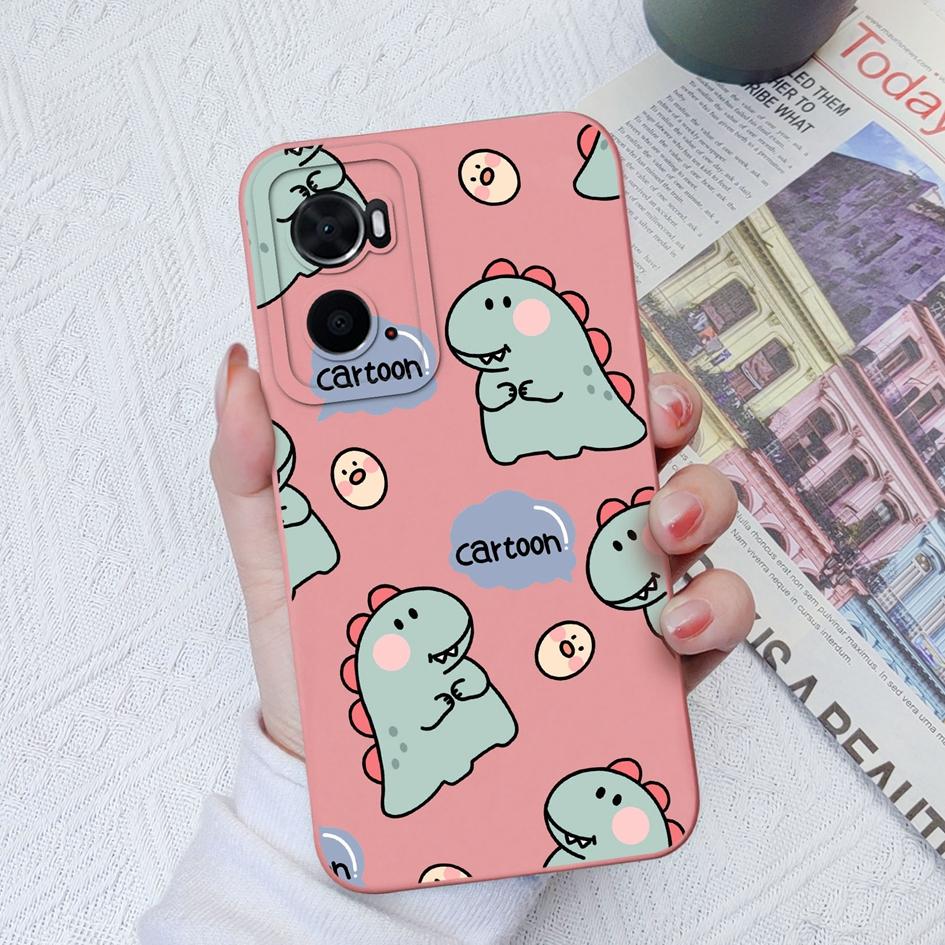 Case For OPPO A72 A78 A94 A91 A76 A73 A93 A8 AX7 Back Cover Cute Dinosaur Housing Shockproof Matte Soft Silicone Screen Protector Capa For OPPO Bumper