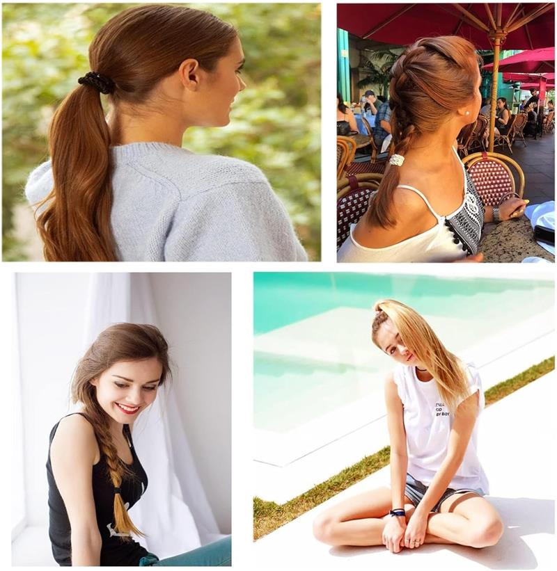 8Pcs Hair Bands, Elastic Hair Ties, Hair Accessories for Girls, Cotton Bands Soft Woven Ponytail Holders for Thick Hair and Curly Hair