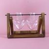 Modern Heart Shape Glass Vases Set With Wooden Frame Suitable For Hydroponic Plant Florals Displays And Home Styling