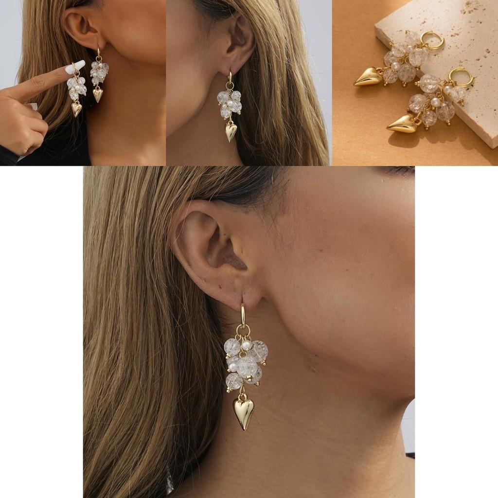 Heart Modern Geometric Earrings 2023 Trendy Gold Plated Hoops Women For