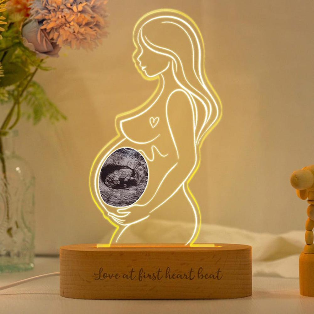 Custom Baby Ultrasound LED Night Light Personalized Photo Bedside Lamp Pregnancy Announcement Keepsake Gift For Pregnant Women