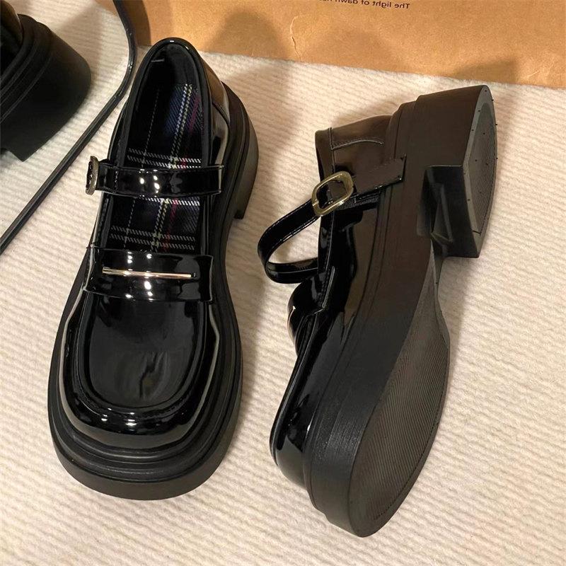 Fashion Patent Leather Lolita Shoes Women 2024 Gothic Round Toe Platform Mary Jane Shoes Women Classics Retro Thick Heel Cosplay Shoes