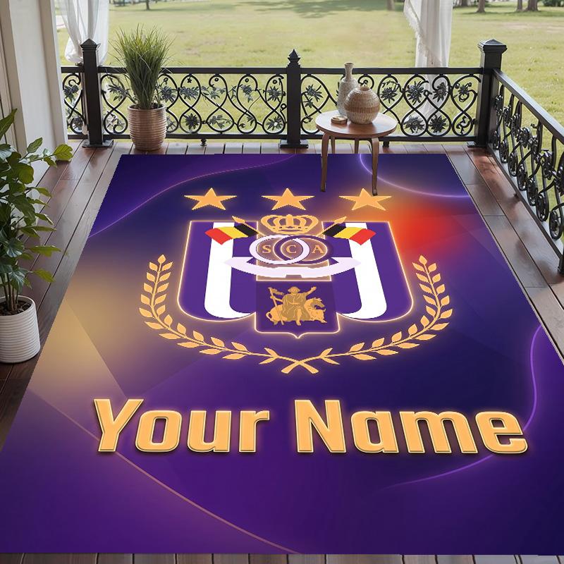 Custom Text Printed Rug Anderlecht FC Non Slip Floor Carpet For Home Room Decor