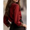 New Women's Leopard Print Long Sleeve Office Shirt Spring Autumn Lapel Casual Loose Blouse Simple Satin Elegant Solid Color Top Clothing