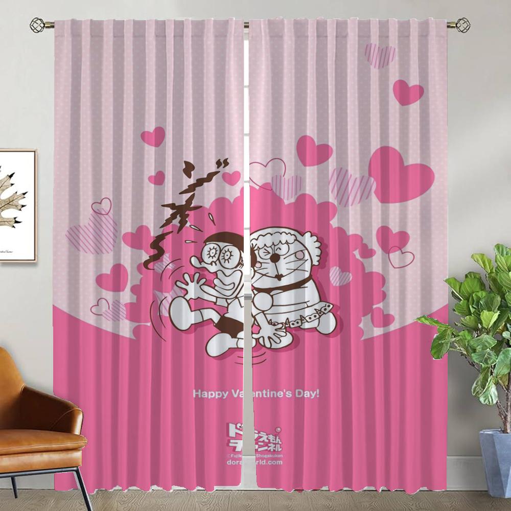 Anti-mosquito Curtains 2 Pieces Doraemones Elegant Room Curtains for Camera Living Room Curtain Partition Halloween Decoration
