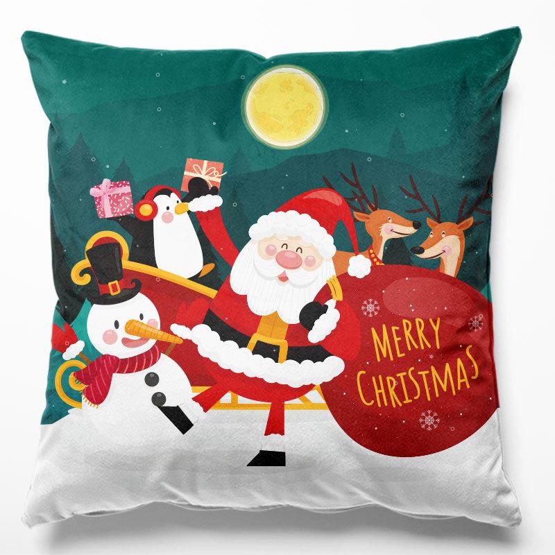 New Christmas Pillow Cover Holiday Home Decoration Cushion Sofa Amazon Santa Claus Pillow Cover