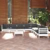 Day and Night - Day and Night Garden Furniture 10 Pieces with White Cushions Solid Pine Wood