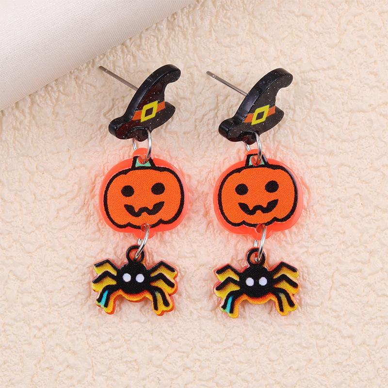 JMXD-JMXD- Halloween Ghost Acrylic Earrings for Women, Y2K Color-Blocking Dangle Earrings, Hypoallergenic Statement Drop Ear Studs