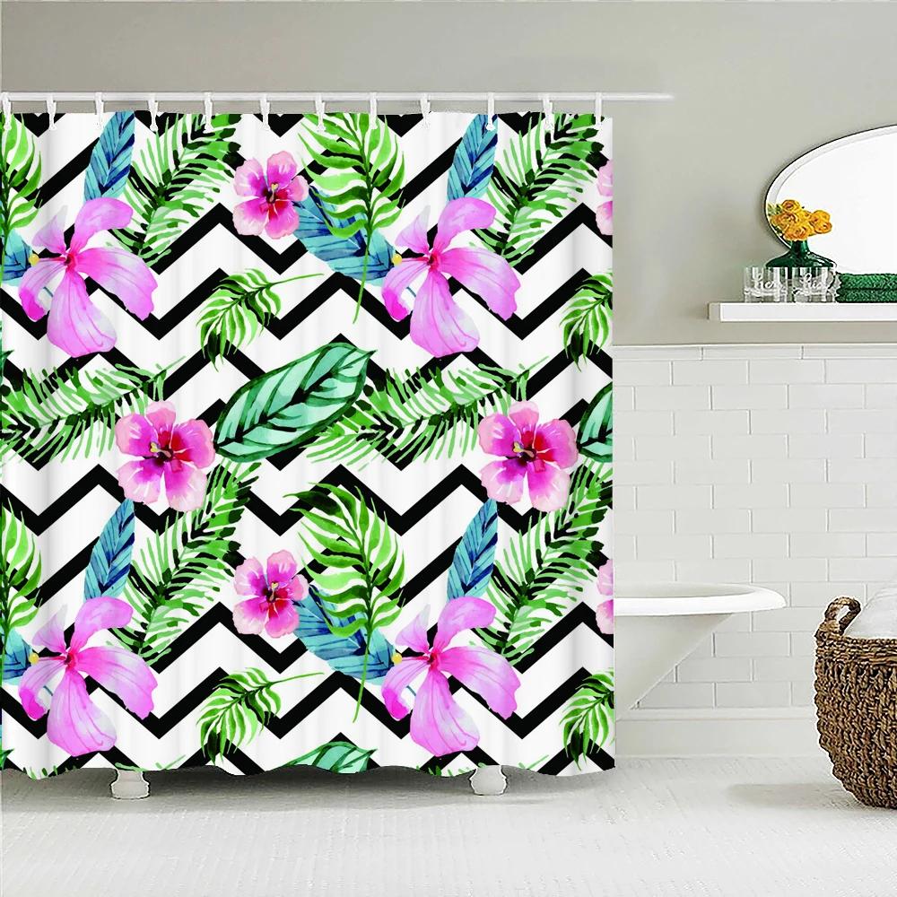 

Fresh Flowers leaves Shower Curtain Bathroom Waterproof Polyester 3D Printing Curtains for Bathroom Shower Large size 300X180cm W90XH180cm