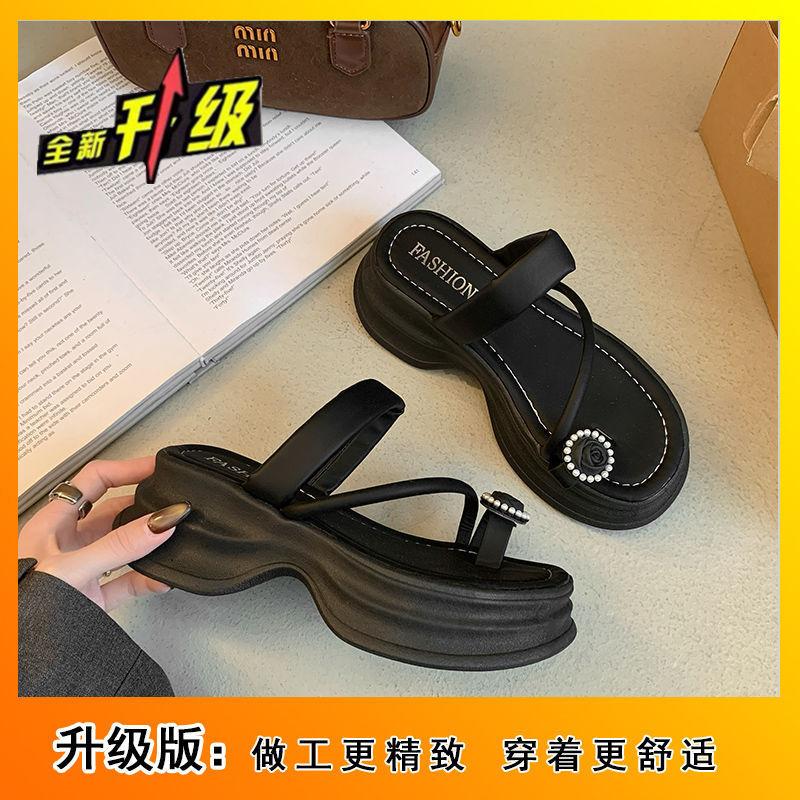 French Platform Muffin Set Toe Slippers Women's Summer 2025 New Beach Wear Sandals High-end Skirt Explosion