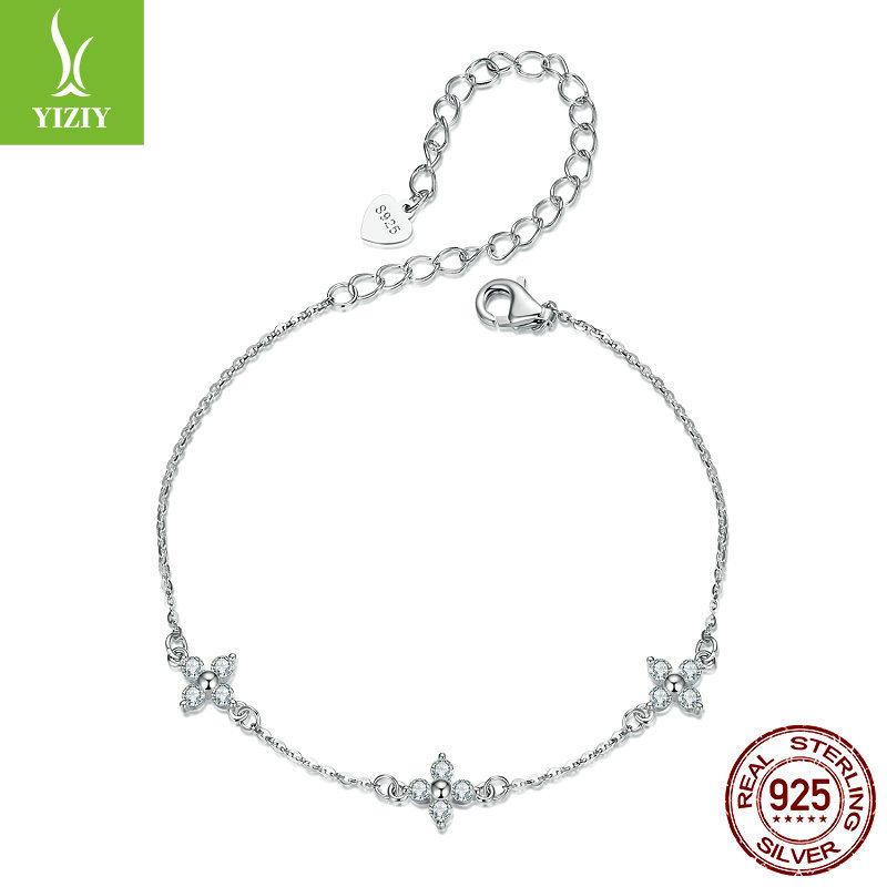 

Small Fresh Four-Leaf Clover Mozzarella Bracelet, Exquisite And Versatile S925 Sterling Silver Lucky Bracelet.