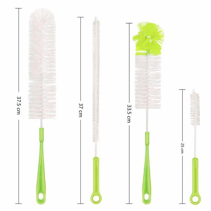 Goupillon - Qisan - 4 brosses - Flexible - Nettoyage facile