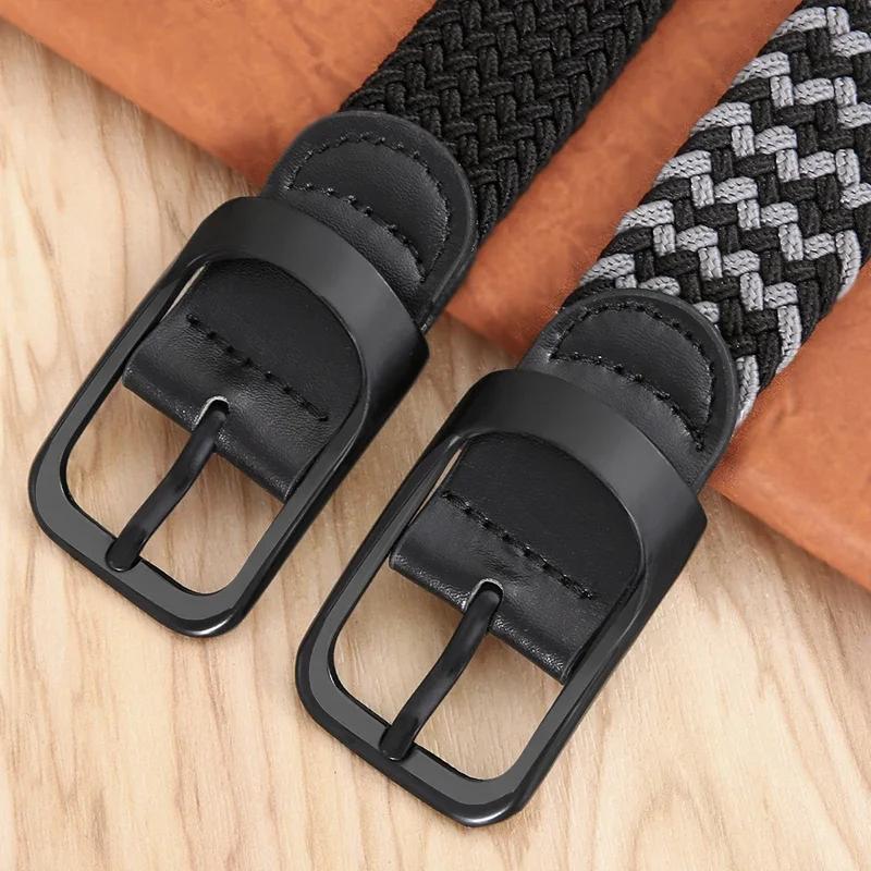 New Non-hole MEN'S AND WOMEN'S Woven Belt Elastic Stretch Canvas Belt Female Versatile Student Pants Belt