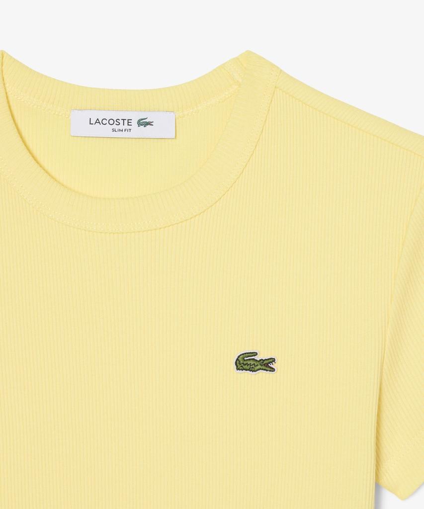 LACOSTE Women'S Slim Fit Rib Knit Short Sleeve T-Shirt Tf5538-56G 107