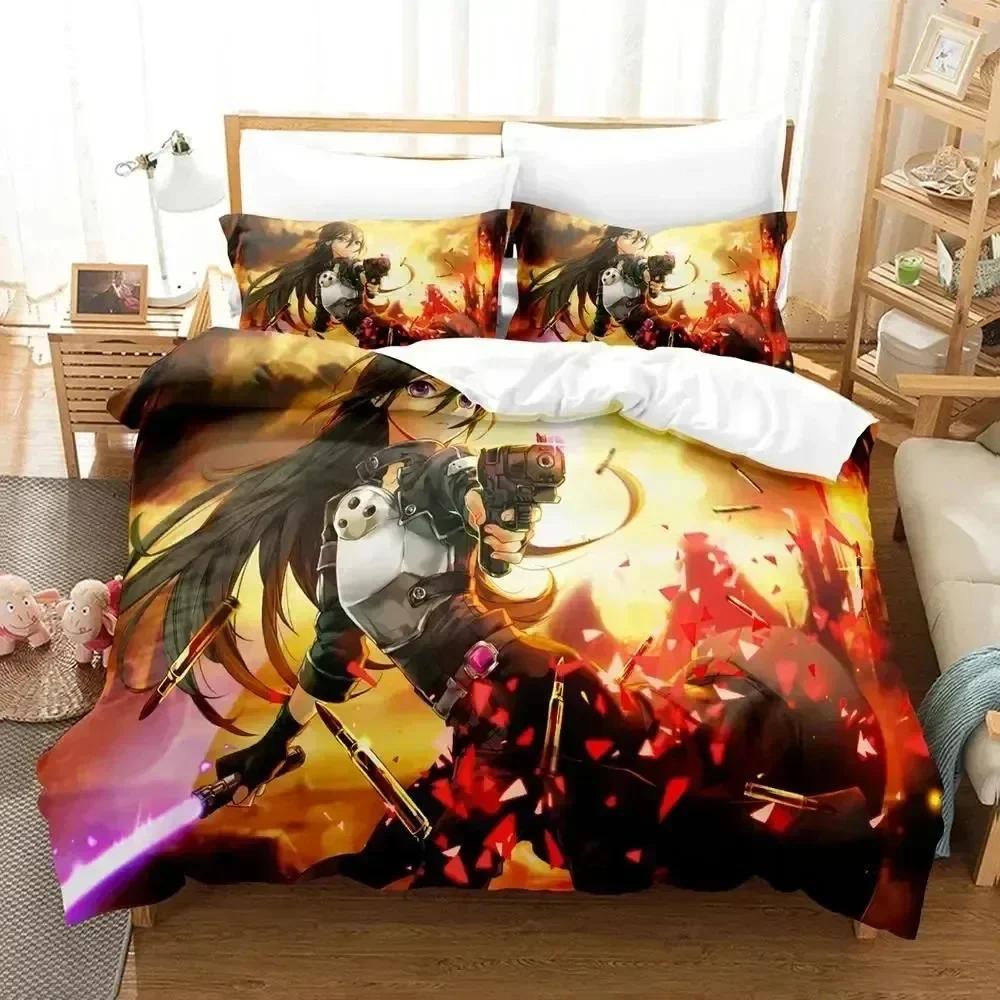 Anime Asada Shino Sword Art Online Printed Bed Set Duvet Cover Pillowcase Bedding Set Bed Linen Sheet Quilt Cover Full King Size