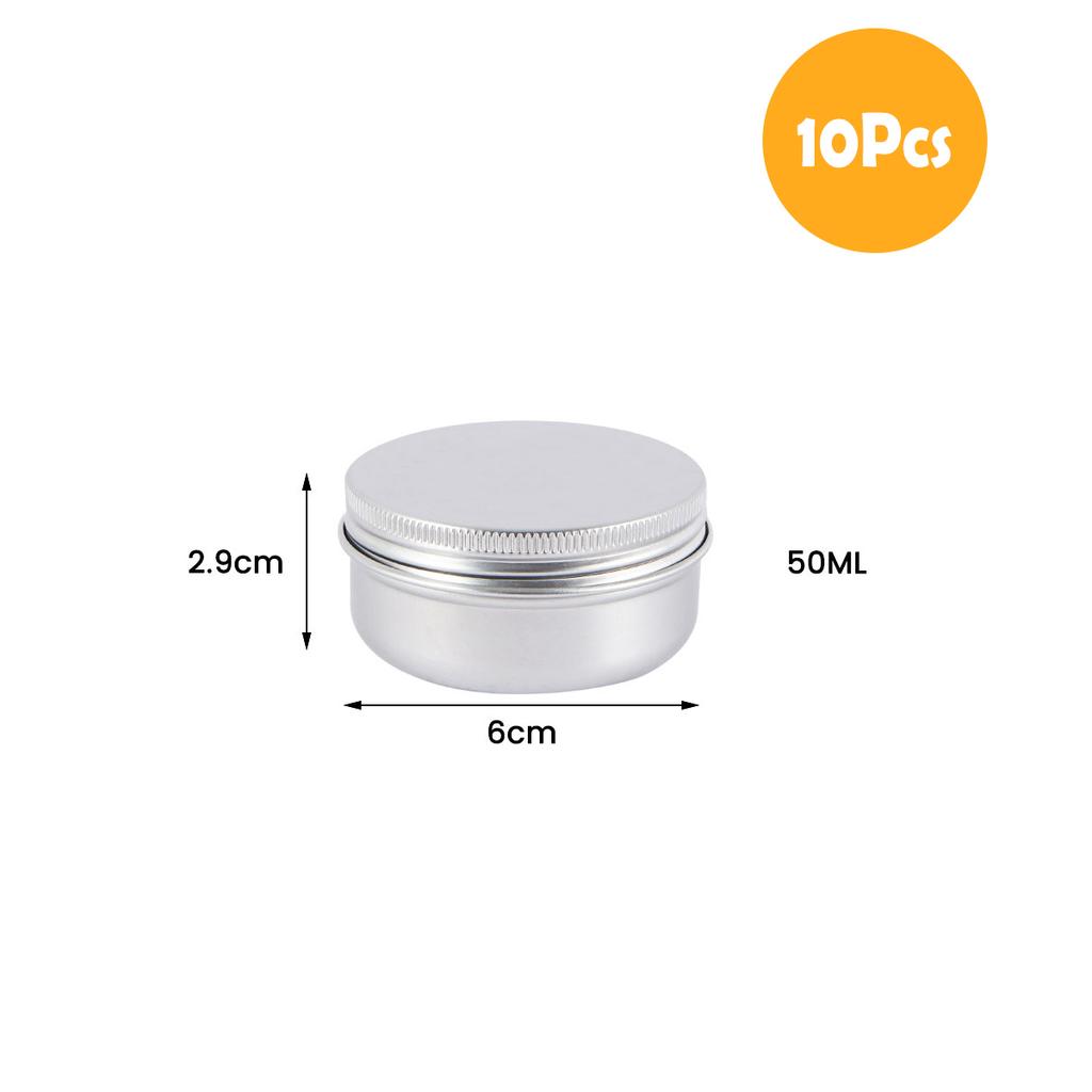 10PCS/Set 50/100ML Metal Round Tins Aluminum Empty Silver Cans With Screw Lid Jars For Salve Spices Candles Lipstick Cosmetic