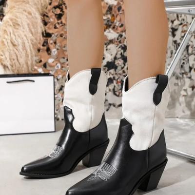 Ladies Shoes  Hot Sale Slip On Women's Boots Pointed Toe Mixed Colors Naked Boots Low-heeled Casual Zapatillas De Mujer