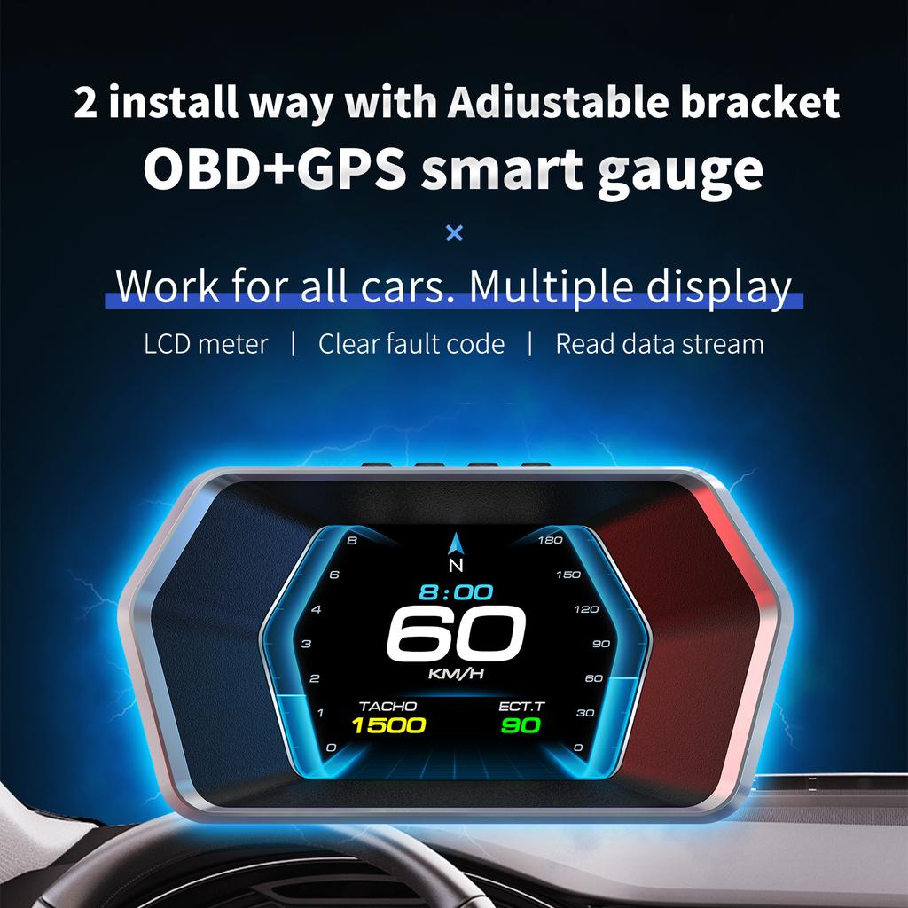 OBD2 GPS Bordcomputer Windschutzscheibenprojektor Auto Elektronik Digitales Head-Up-Display OBD+GPS Smart P17 Für HUD Übergeschwindigkeitswarnung