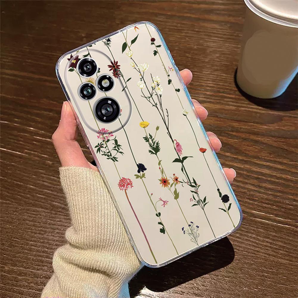 For Honor 200 Lite 200Pro 200 Smart Transparent Clear Cover Silicone Rose Flower Oil Painting Lavender Phone Case for Honor200