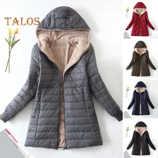 Dámské Zimní kabát S kapucí Silný plyš vycpaný Slim Fit větruodolný na zip Dlouhé rukávy Elastická manžeta Venkovní bunda Denní nošení Tepelné oblečení