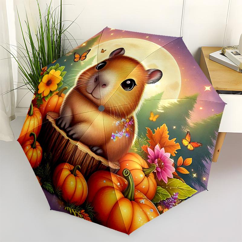 

Capybara Themed Travel Umbrella-8 Ribs Automatic Opening and Closing, Portable Folding Design, Compact and Stylish Umbrella Suitable for Out
