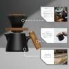 DHPO Ceramic Pour Over Coffee Dripper Set High Temperature Fired Ceramic Accessories V60 Dripper Wooden Handle Black 590ml